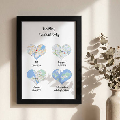 Wedding Gifts Personalised Location Maps Print Met Engaged Married