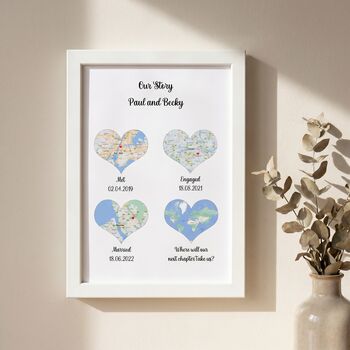 Wedding Gifts Personalised Location Maps Print Met Engaged Married