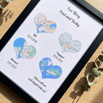 Wedding Gifts Personalised Location Maps Print Met Engaged Married