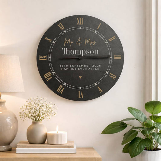 Wedding Gifts Personalised Slate Wall Clock Home Decor