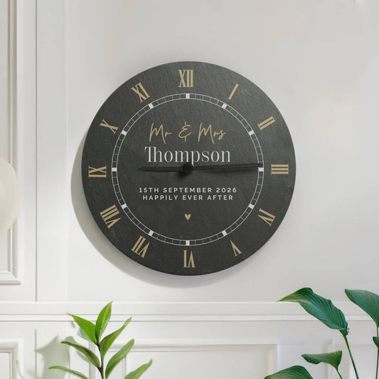 Wedding Gifts Personalised Slate Wall Clock Home Decor