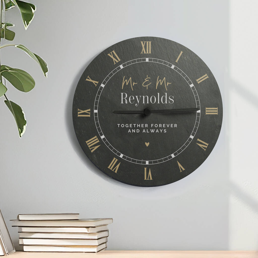 Wedding Gifts Personalised Slate Wall Clock Home Decor