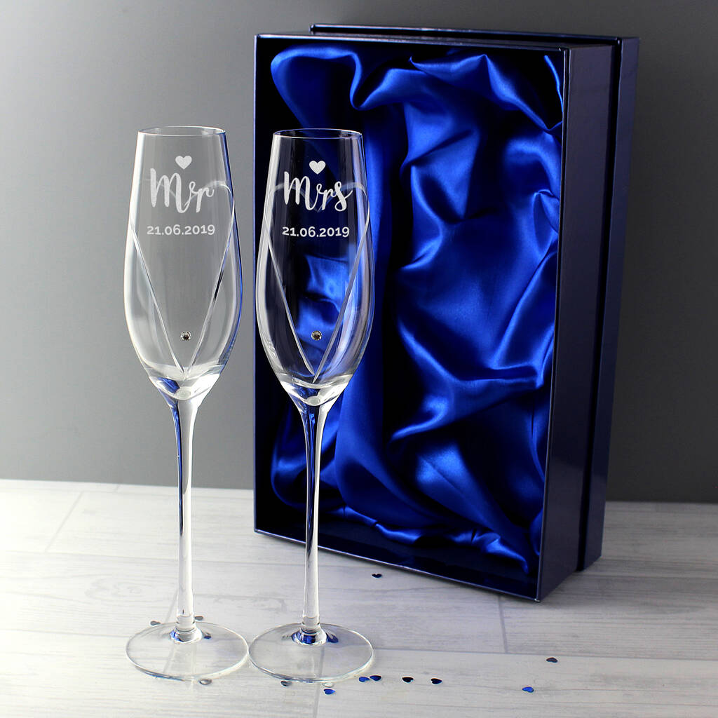 Wedding Toasting Glasses Mr And Mrs Crystal Flutes