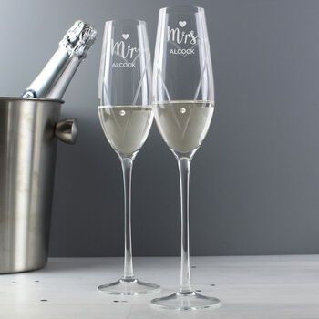 Wedding Toasting Glasses Mr And Mrs Crystal Flutes