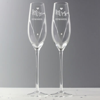 Wedding Toasting Glasses Mr And Mrs Crystal Flutes