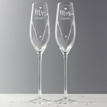 Wedding Toasting Glasses Mr And Mrs Crystal Flutes