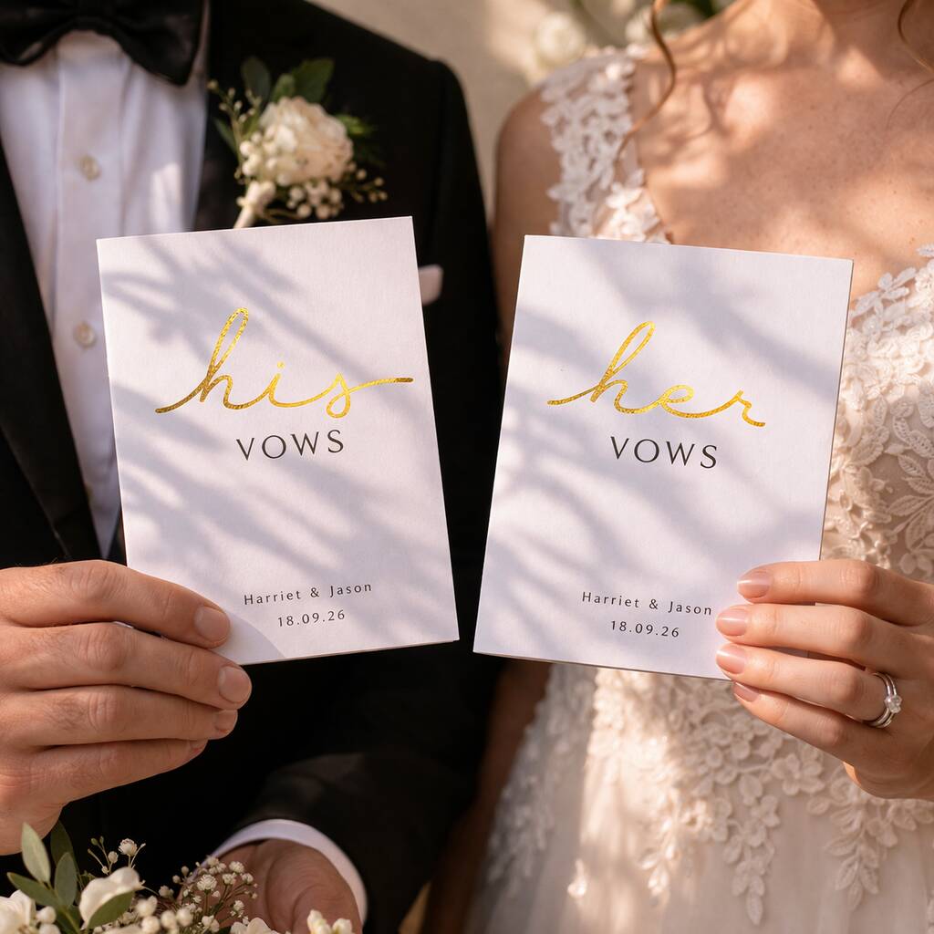 Wedding Vow Cards His And Her Vows Book Set, A6