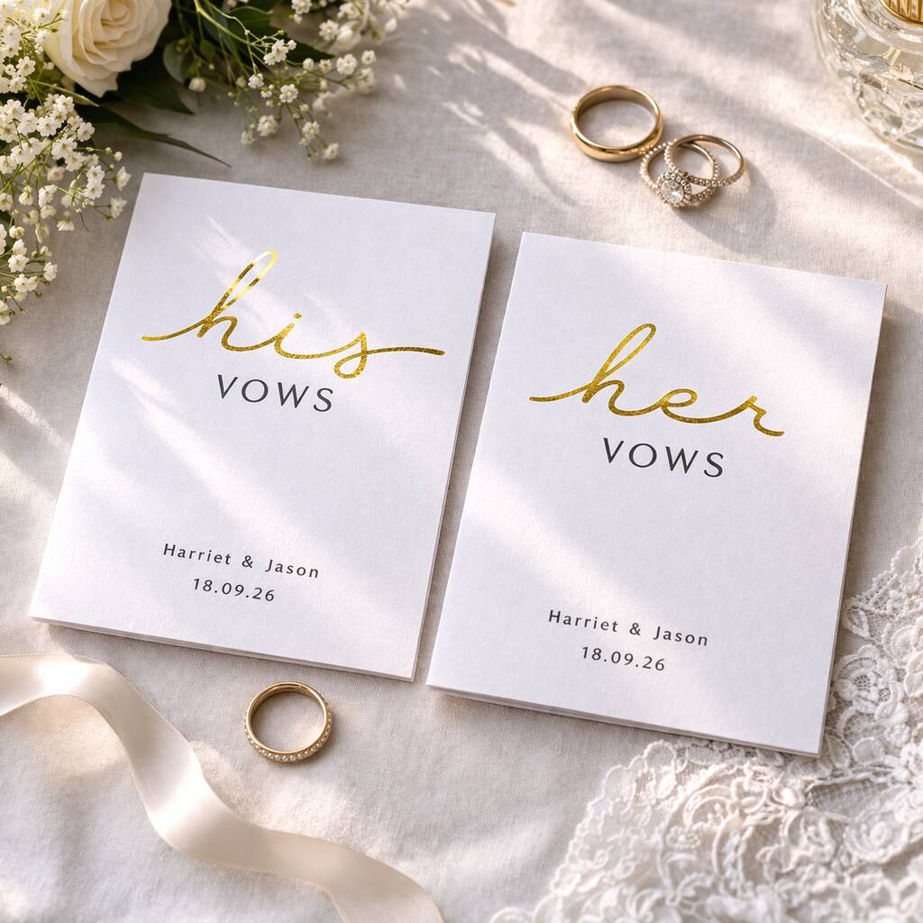 Wedding Vow Cards His And Her Vows Book Set, A6