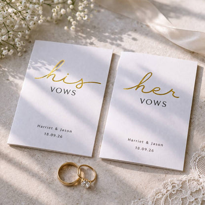 Wedding Vow Cards His And Her Vows Book Set, A6