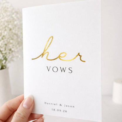 Wedding Vow Cards His And Her Vows Book Set, A6