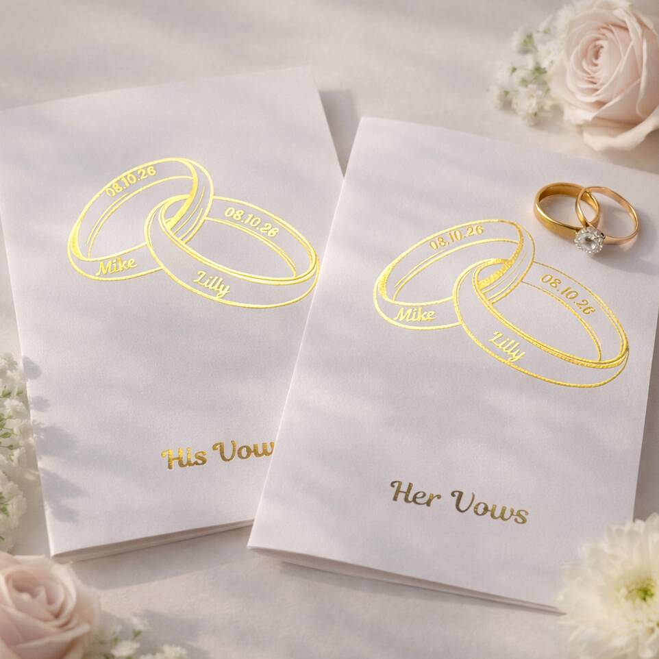 Wedding Vow Cards Personalised His And Her Vow Books