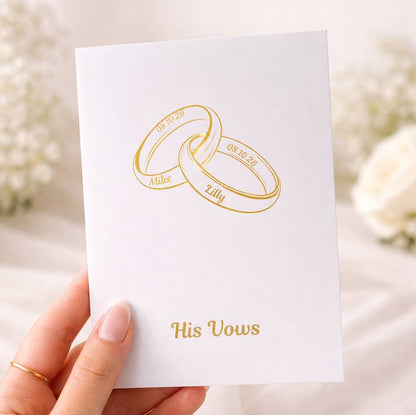 Wedding Vow Cards Personalised His And Her Vow Books