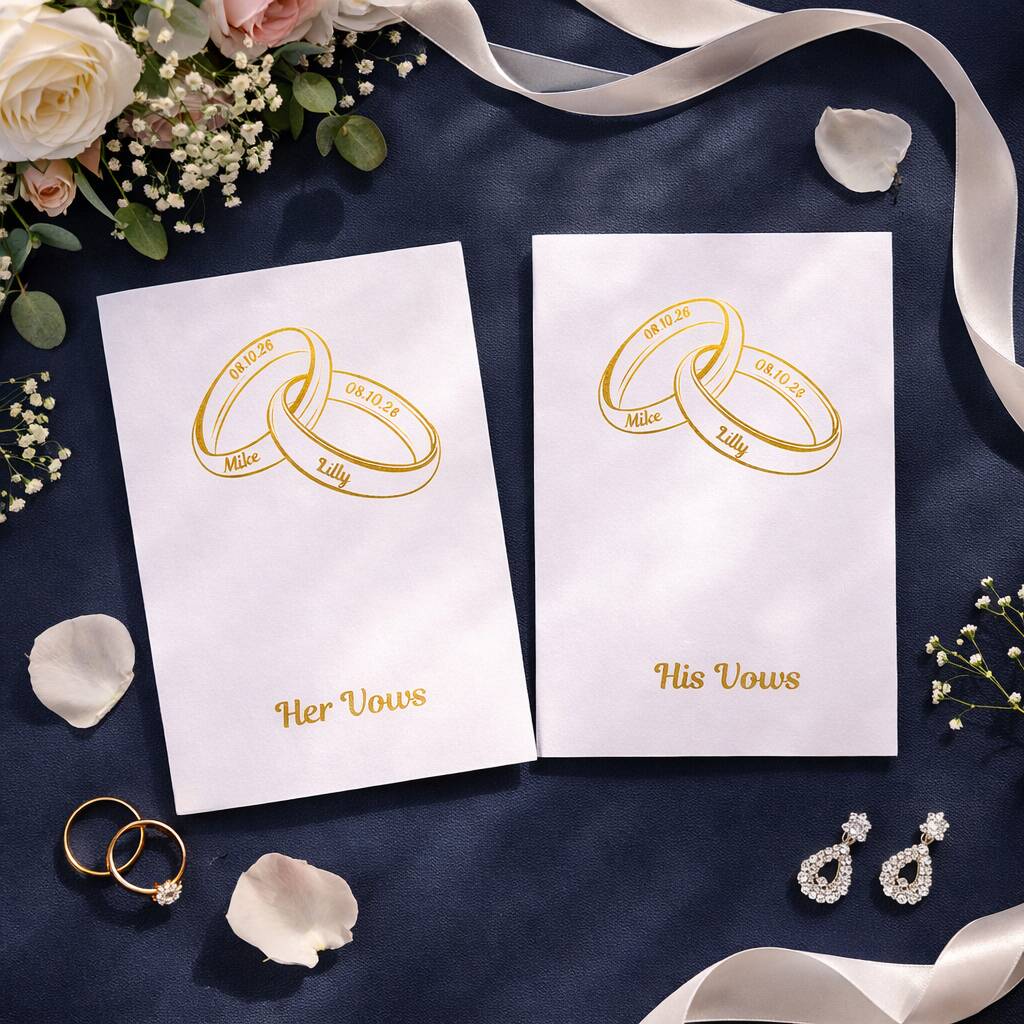 Wedding Vow Cards Personalised His And Her Vow Books