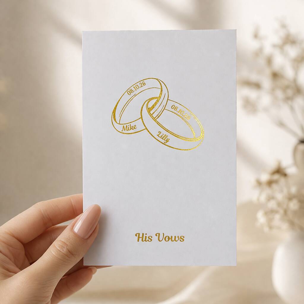 Wedding Vow Cards Personalised His And Her Vow Books