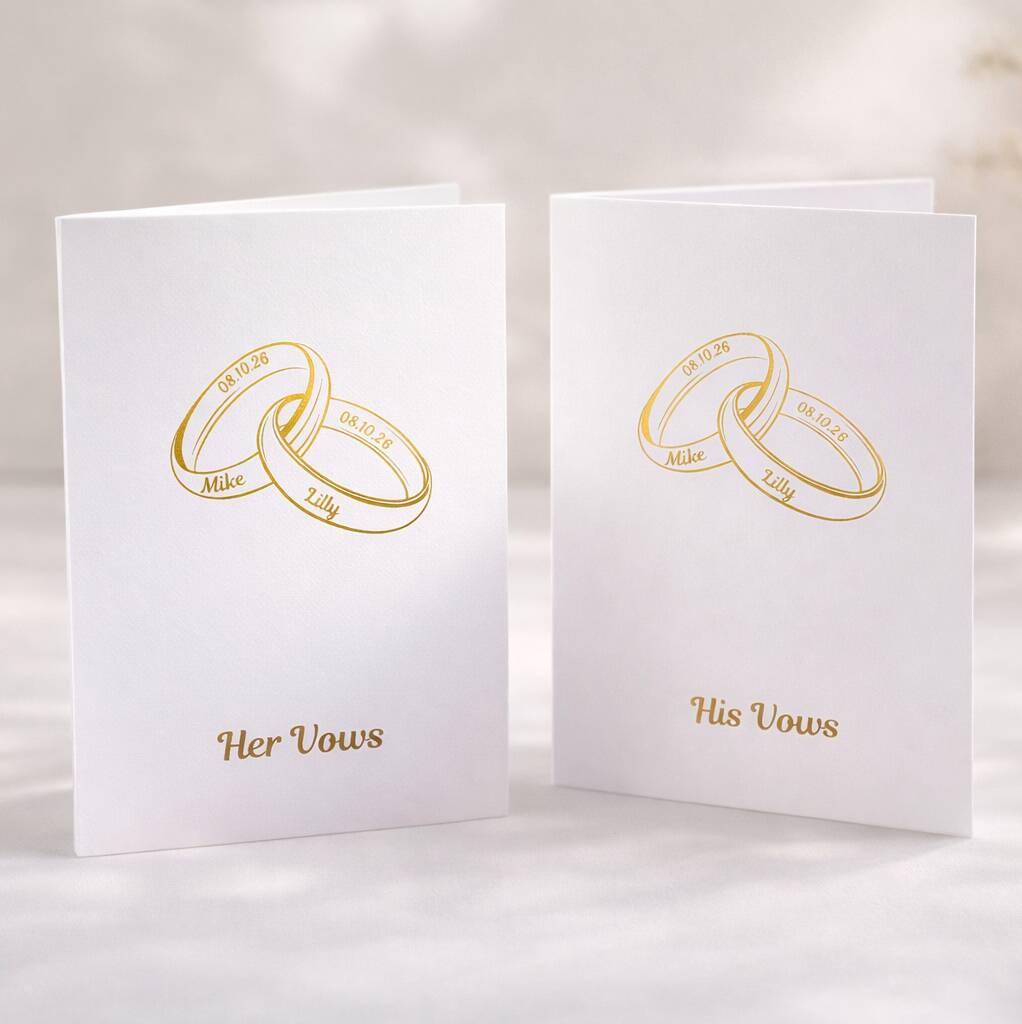 Wedding Vow Cards Personalised His And Her Vow Books