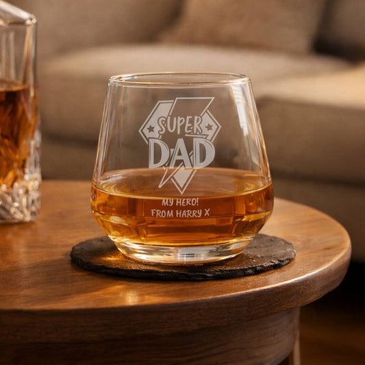 Whisky Gifts Personalised Super Dad Whisky Glass