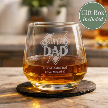 Whisky Gifts Personalised Super Dad Whisky Glass