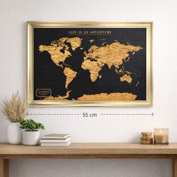 World Travel Map With Pins Cork Board Traveller Gifts