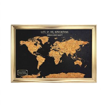 World Travel Map With Pins Cork Board Traveller Gifts