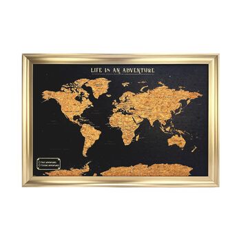 World Travel Map With Pins Cork Board Traveller Gifts