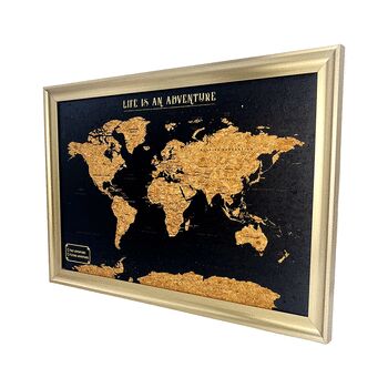 World Travel Map With Pins Cork Board Traveller Gifts